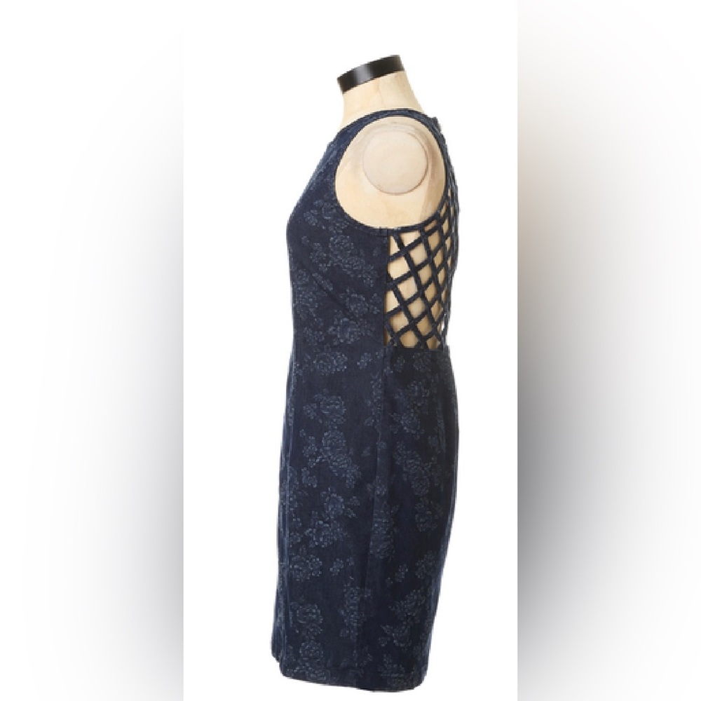 Dark denim dress with flowers - small - Picture 2 of 6